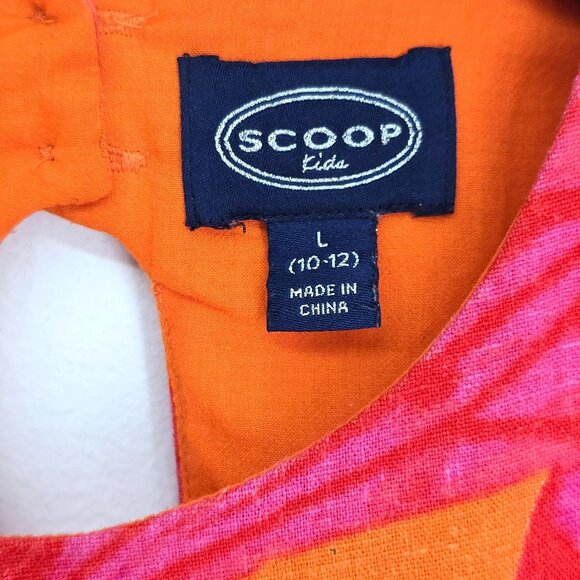 Girls Orange Pink Sexy Back Ruffle Hem Skirt Hawaiian Linen Blend Large - Picture 7 of 7